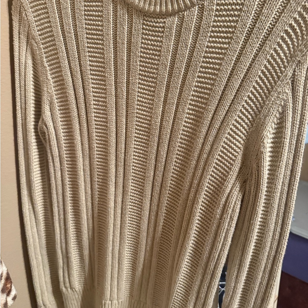 Tommy Hilfiger Cream Cowl Neck Sweater with Ribbed Texture